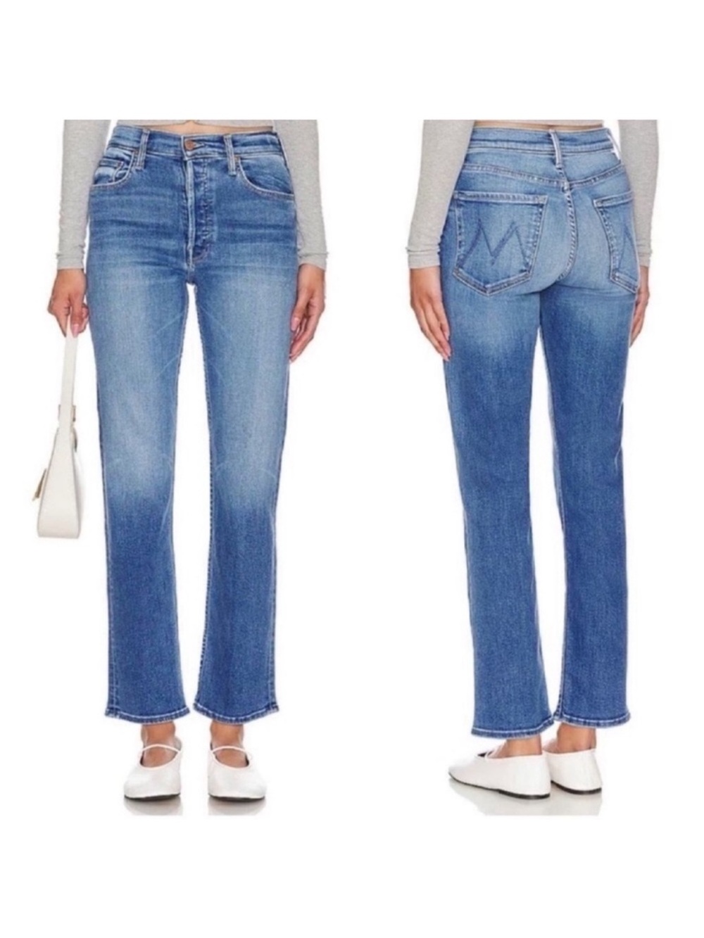 MOTHER Tomcat High Waist Crop Ankle Straight Leg Jeans Layover size 25
